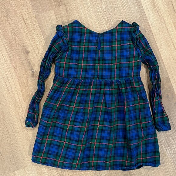 Cat & Jack Blue Green Red Plaid Christmas Church Long Sleeve Dress Size 4T - Picture 5 of 5